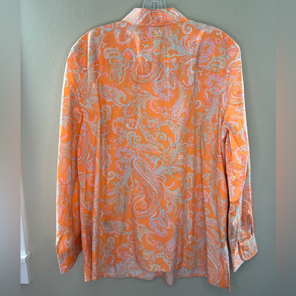Chaps Top 1X Shirt Button Down Orange - Picture 4 of 4